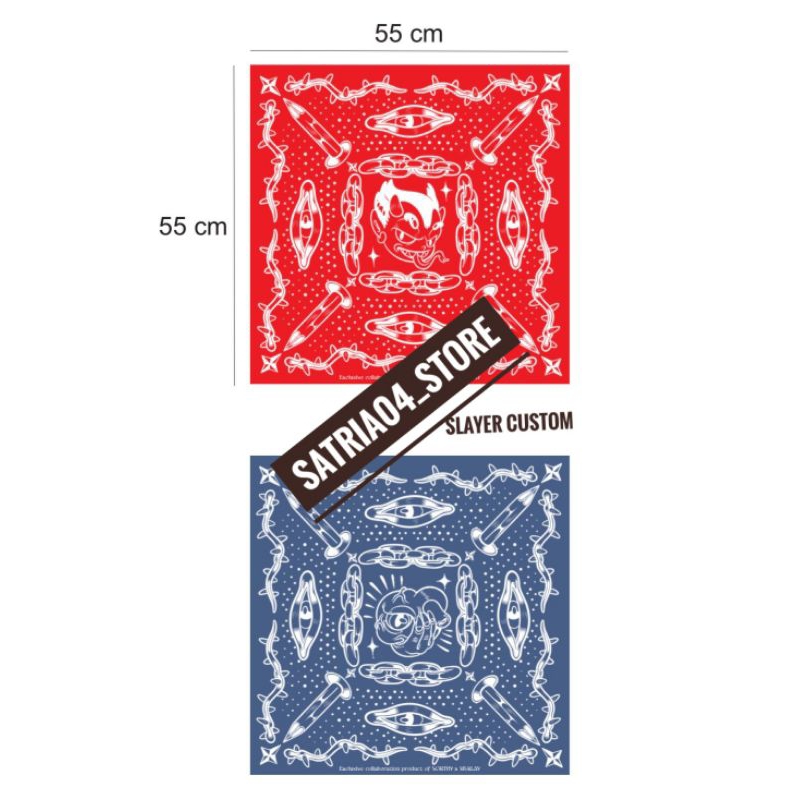 Full CUSTOM LOGO/SCREEN PRINTED BANDANA/CUSTOM LOGO RECTANGULAR SLAYER ...