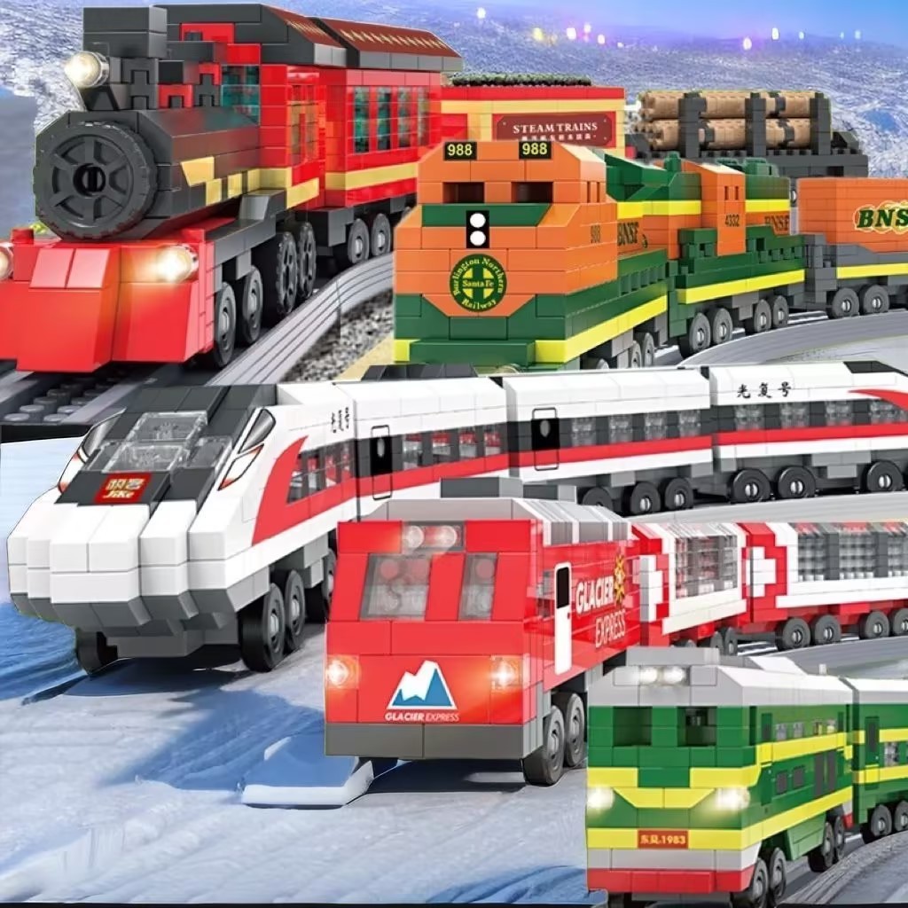 Train Assembly Building Blocks Micro-particle Locomotive Track High ...