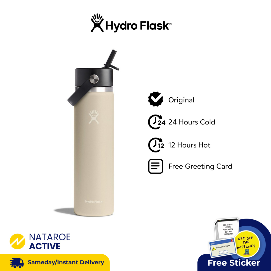 Hydro Flask Tumbler 24oz Wide Mouth Flex Straw Cap - Oat | Shopee Malaysia