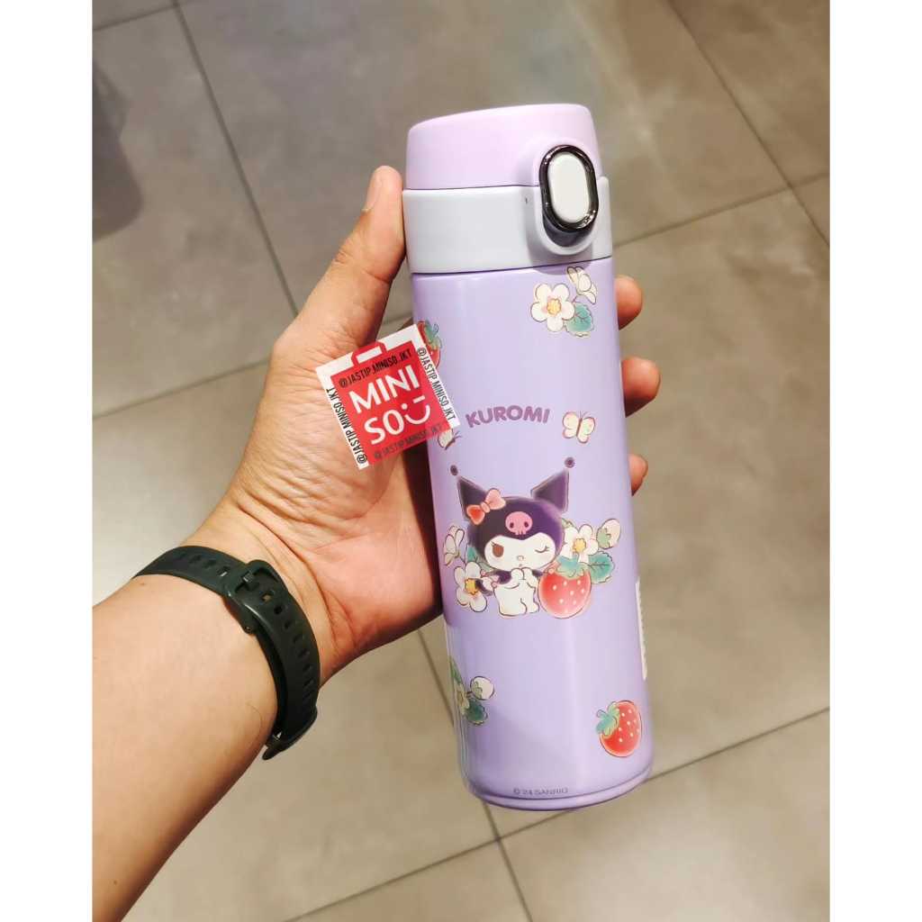 Termos Miniso X Sanrio Thermos Bottle Stainless Sus304 Kuromi Edition 