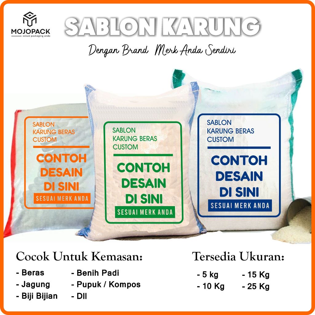 Custom Screen Printing Sack Request Your Own Brand 15 kg 25 Kg Rice ...