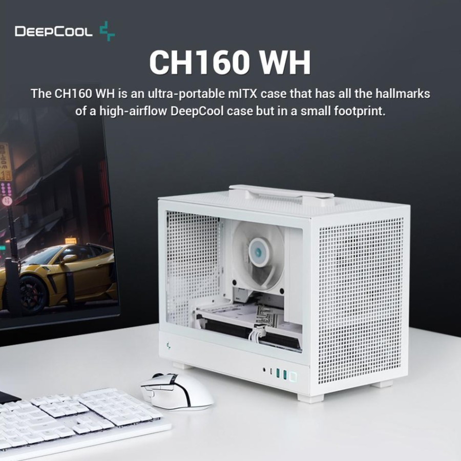 Deepcool CH160 WHITE MINI ITX SFF PC CASE CASING GAMING CHASSIS ...