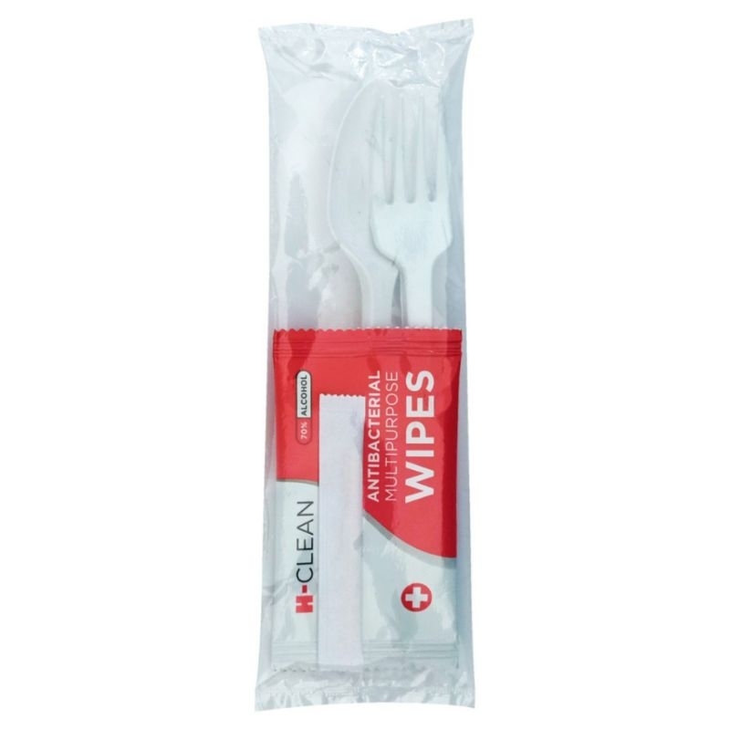20pcs CUTLERY SET Plastic CUTLERY Toothpick Wet TISSUE SACHET