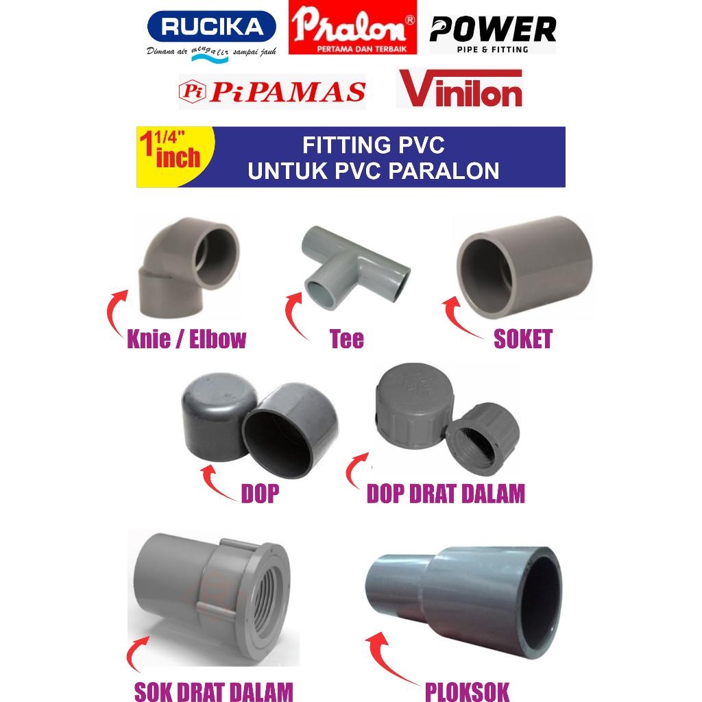 Pvc FITTINGS 1 1/4 INCH KNEE, BENT, TEE, PARALON PIPE SOCKET 1,25 INCH ...