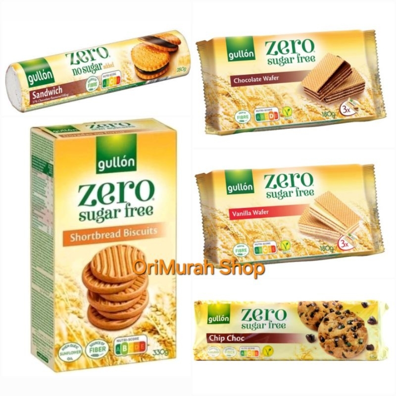 Gullon Zero Sugar Free Chocolate Vanilla Wafer Shortbread Biscuits Chip ...