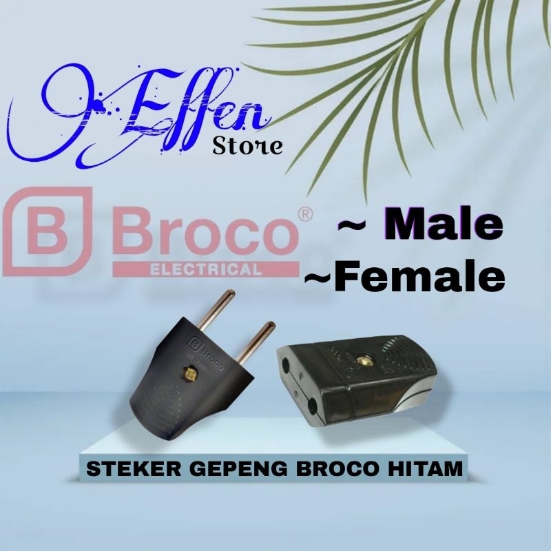 HITAM Broco MALE & FEMALE Flat Plug Black BROCO Plug | Shopee Malaysia