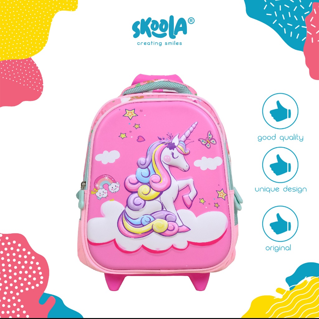 Skoola School Bag Kindergarten Elementary School Trolly Girls Unicorn ...