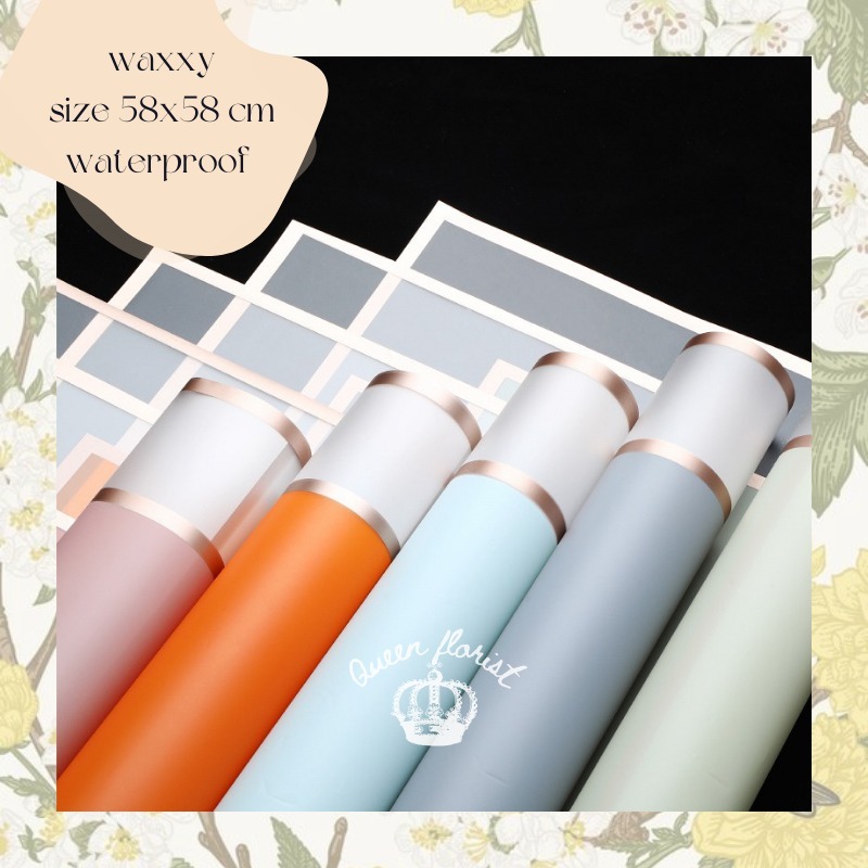 Waxxy GOLD LINE TRANSPARENT double frame list WRAPPING PAPER FLOWER ...