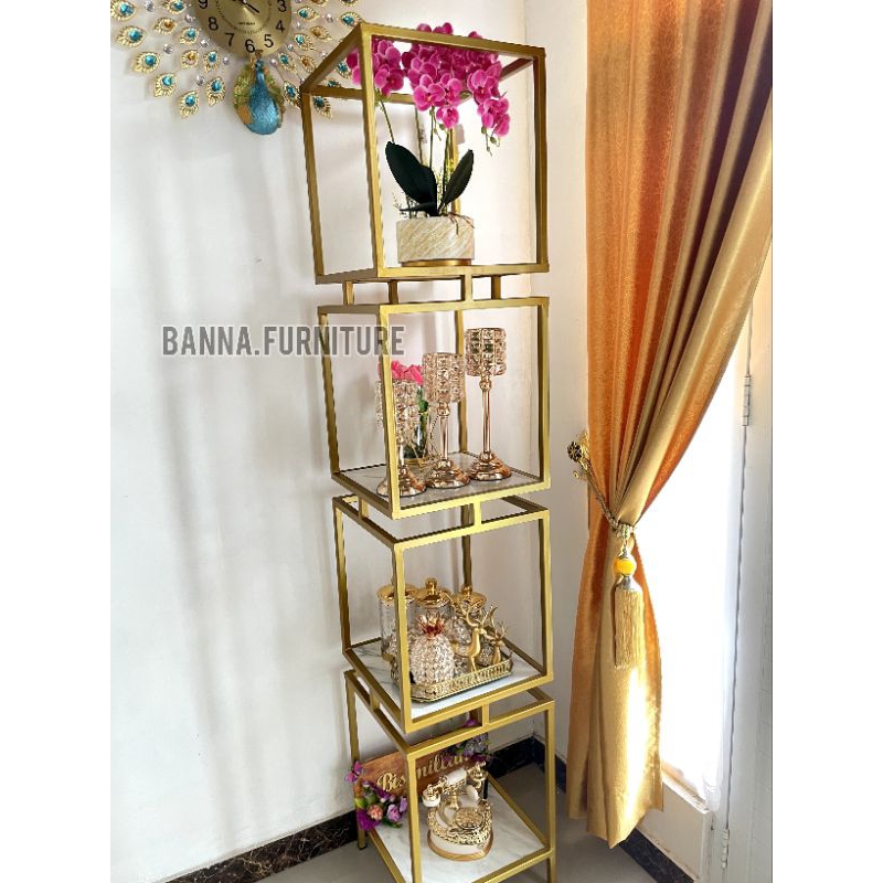 Cube Rack Multipurpose Stacking Rack gold Corner Shelf Room Corner ...
