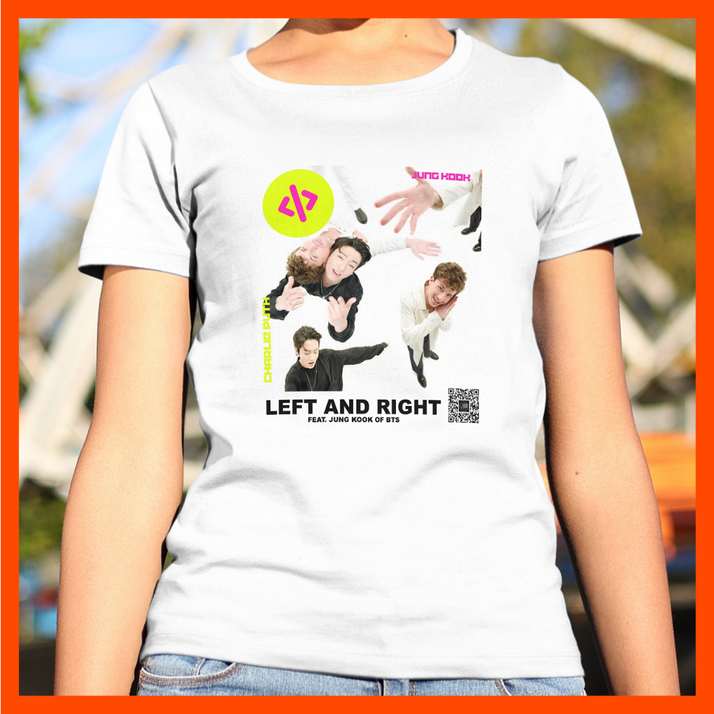 PUTIH Tshirt Men Women Charlie Puth Jung Kook BTS Left And Right 100
