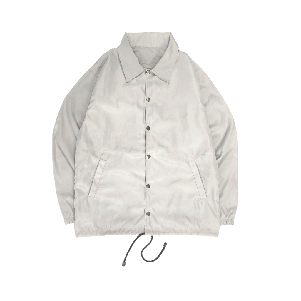 Unisex Plain Waterproof Coach Jacket Silver Color Shopee Malaysia