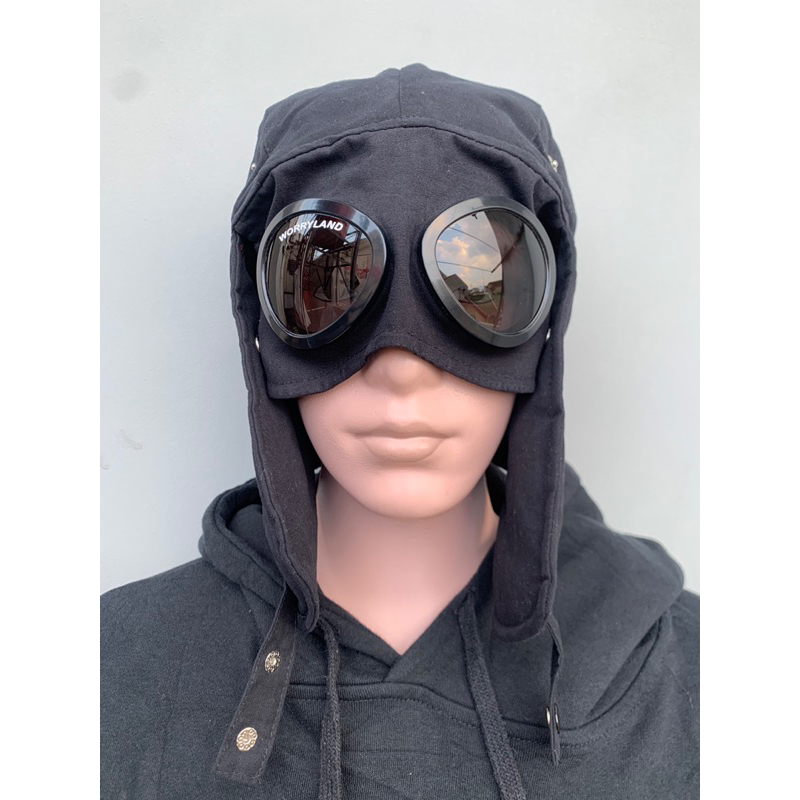Goggle Trapper Hat Worryland Black (Not Cp Company) Shopee Malaysia