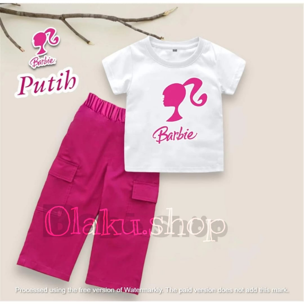 Children's BARBIE T-Shirt Set With Latest Cargo Culottes/BARBIE Suits ...