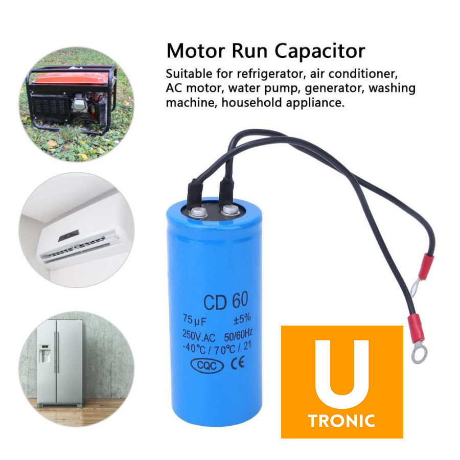 Condensatore di Marcia 400uF,Condensatore di Avviamento Avviamento Motore,con Cavo di Alimentazione, 250 V CA 50/60 Hz per Compressore d'aria Motore ecc