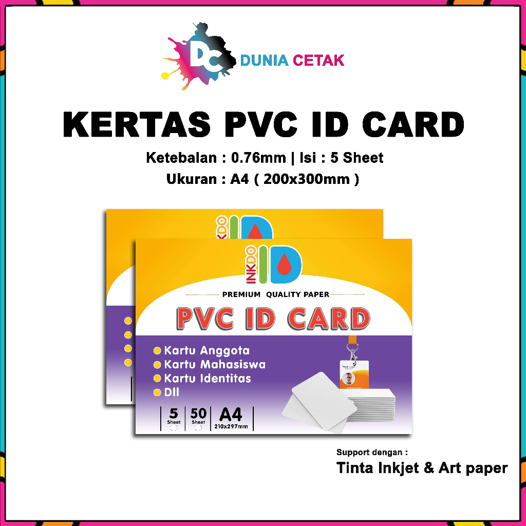 Pvc Paper Instant ID Card Material A4 Contents 5 Sheets | Shopee Malaysia