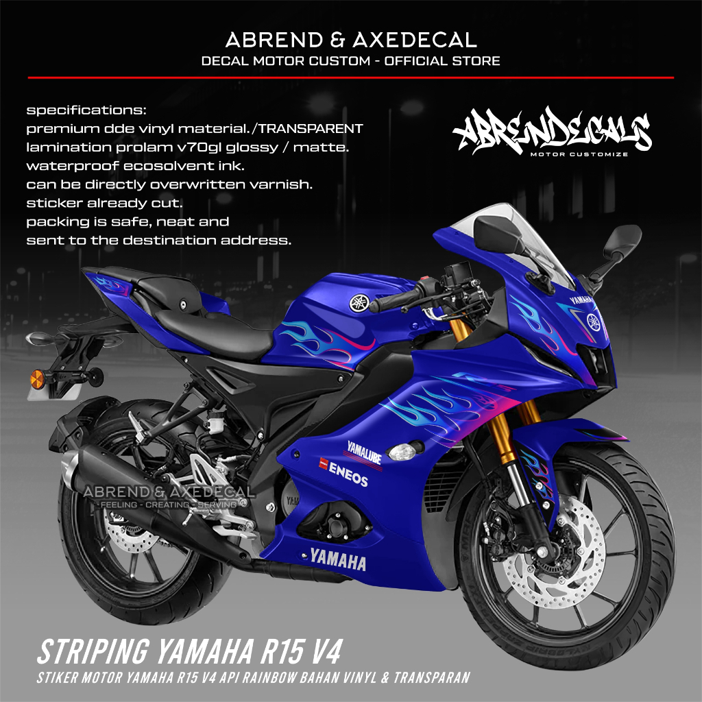 Striping R15 V4 RAINBOW FIRE GRAPHICS / YAMAHA R15 V4 MOTORCYCLE ...