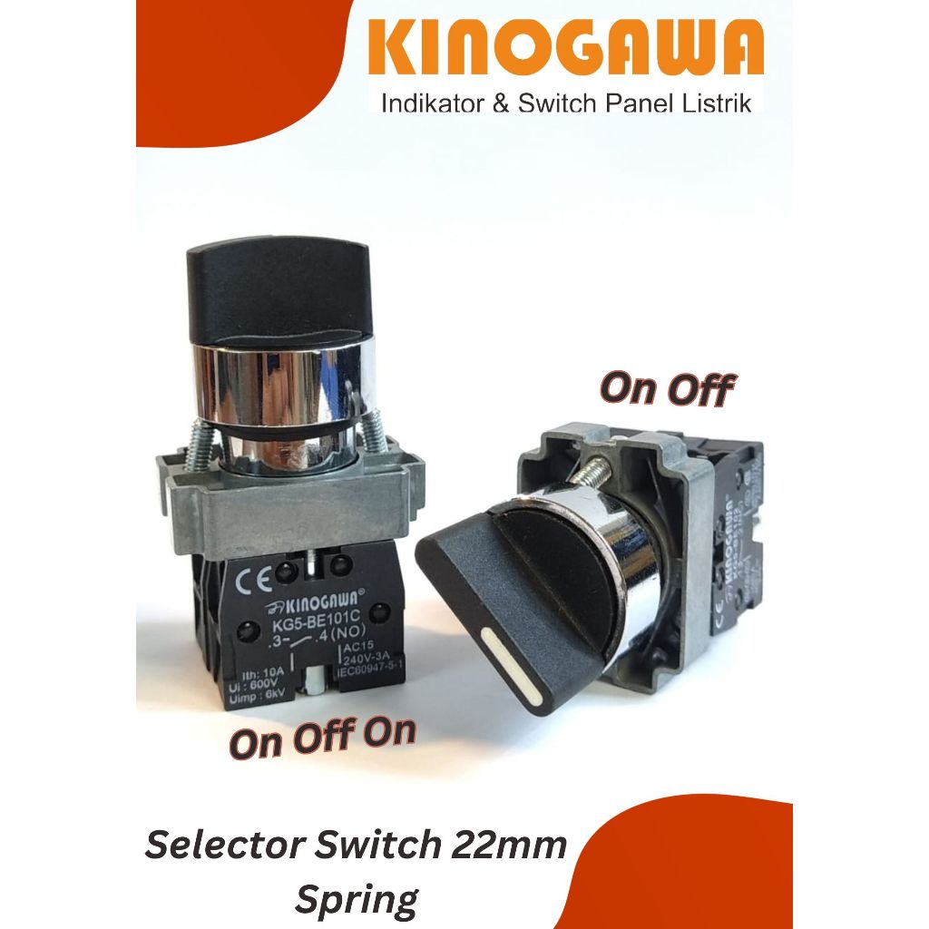 Selector Switch 22mm Spring Return On Off - On Off On - KINOGAWA ...