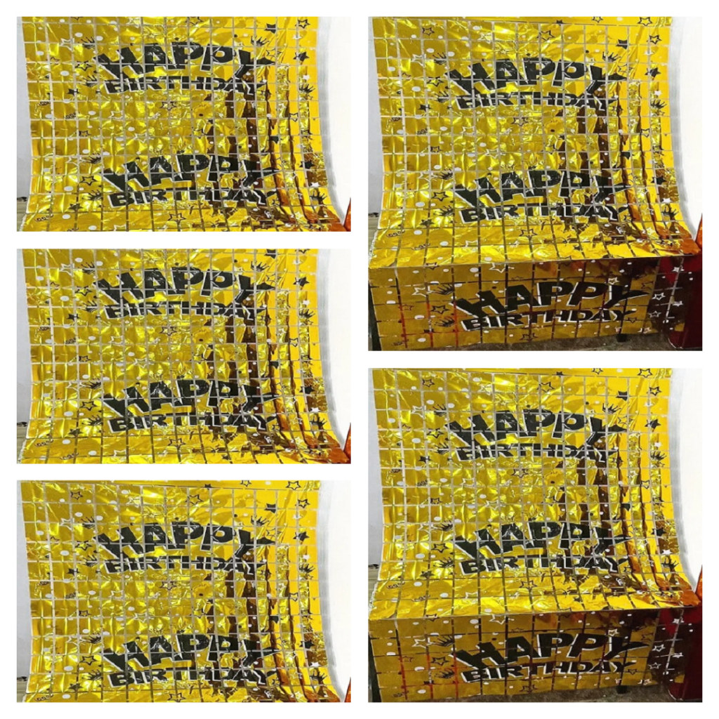 HIASAN DINDING Happy Birthday Gold Box Curtains 200x100cm/decoration