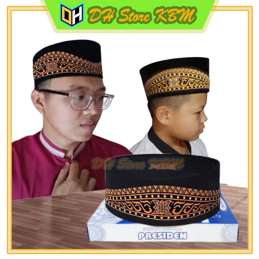 Songkok Cap National Cap MUSLIM PRESIDENT BATIK MOTIF ACEH Small Yellow ...