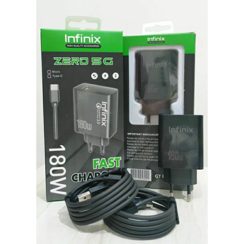 HITAM Charger CASAN INFINIX Black FAST CHARGING 180 Watt MICRO ORI
