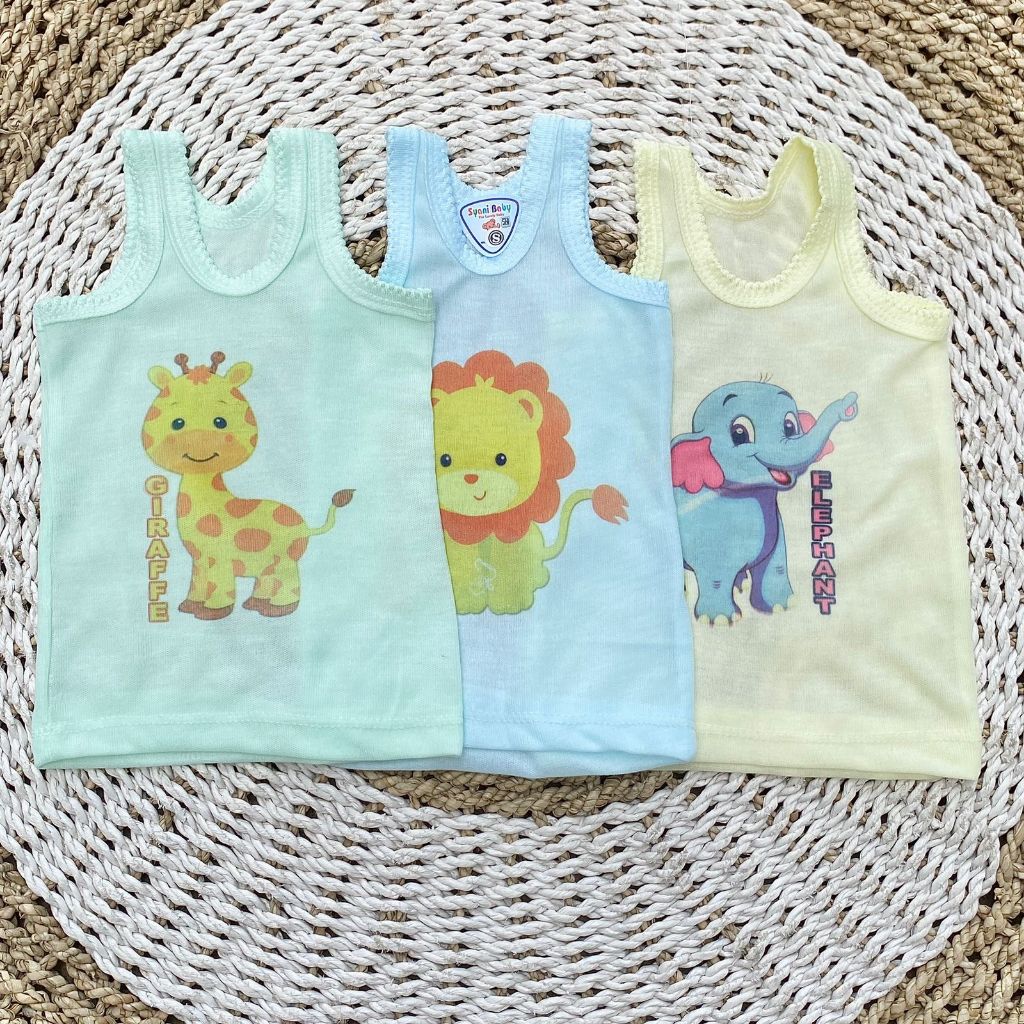 1/3 PCS T-Shirts In Singlet Color Animal Motif DNW BABY | Shopee Malaysia