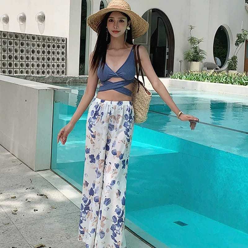 SAF - TRISHA blue bikini set 3 pcs woman premium / korean swimwear ...