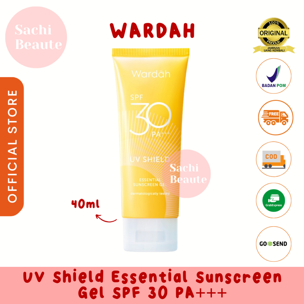 Wardah UV Shield Essential Sunscreen Gel SPF 35 PA ++ 40ml - 0% Alcohol ...