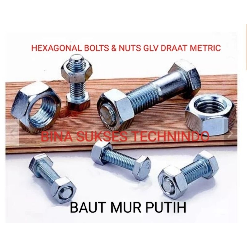 PUTIH M7x15 Hexagon Nut Bolt White BMP Hex 7x15 11 Key Galvanized ...