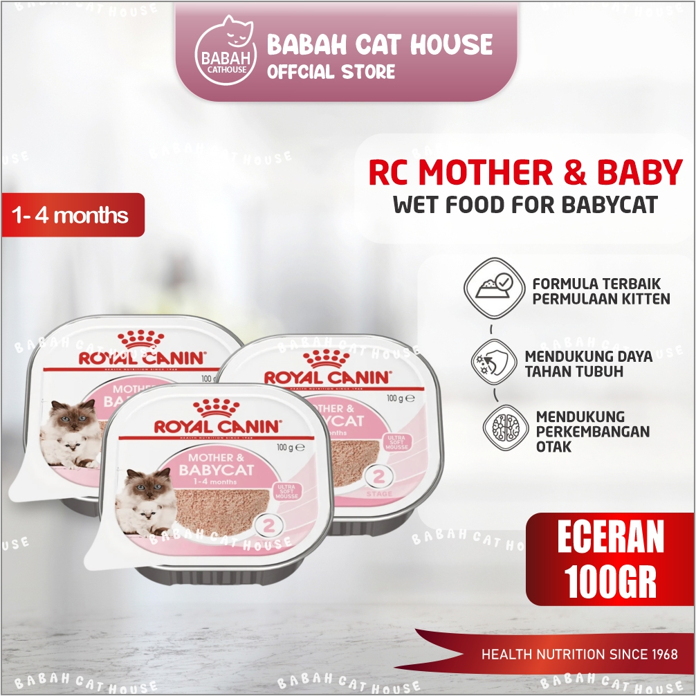 Tray ROYAL CANIN MOTHER AND BABY CAT 100gr Wet Food Rc Canned Wet CAT Food Pouch For Kitten MOTHER Child Newborn Breastfeeding Puppies Age 0 1 2 3