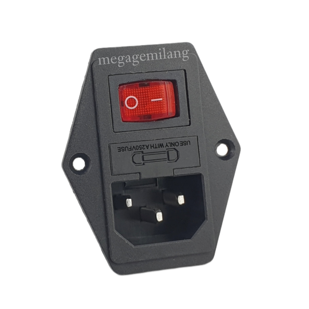 3 pin input AC socket / inlet AC socket plus switch | Shopee Malaysia