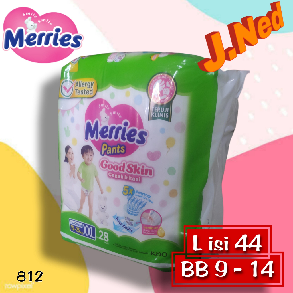 J812 (L 44pcs) Baby Diaper Merries Pants Good Skin (Pants Type ...