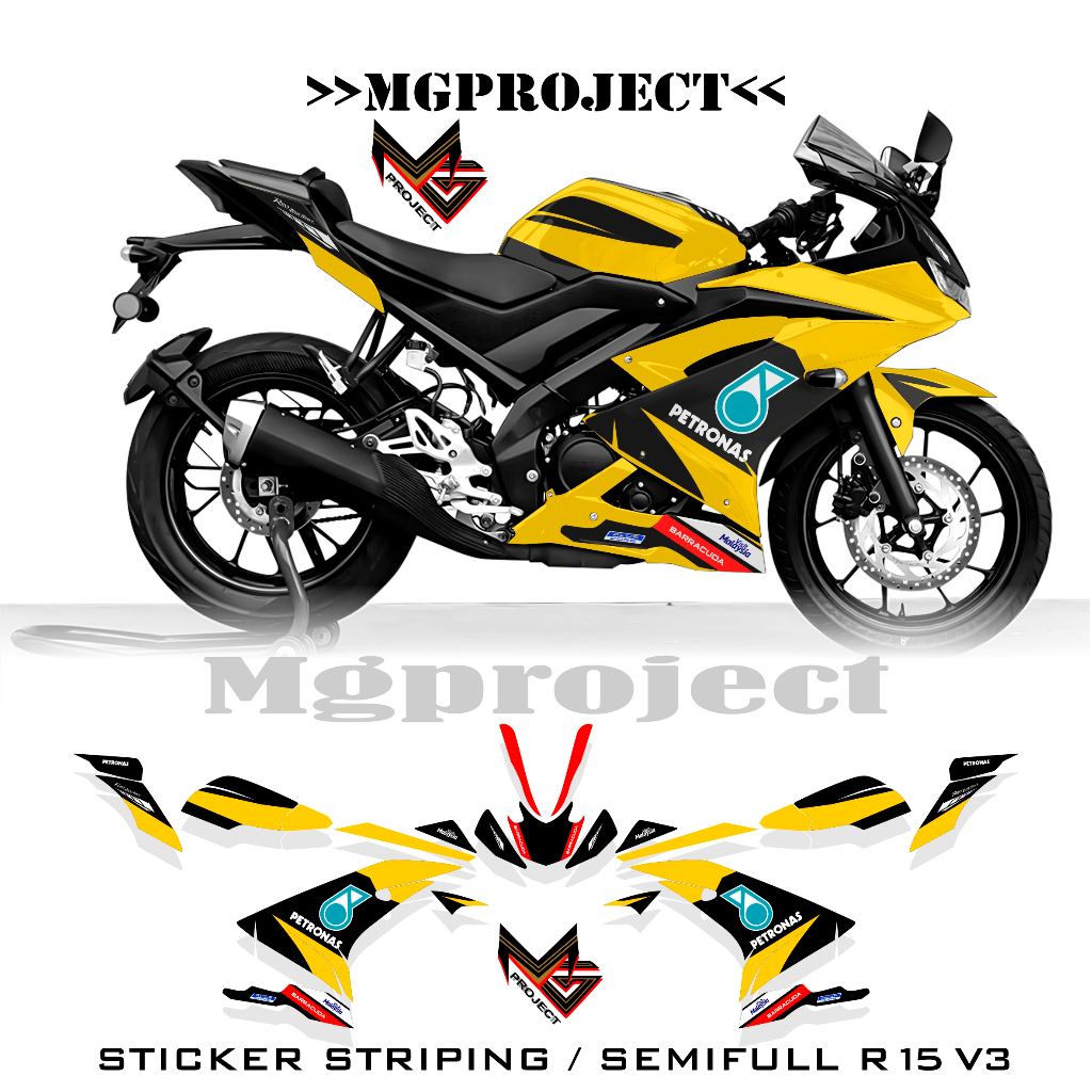 Striping yamaha r15 v3 petronas sku1, semifull r15 v3 Sticker | Shopee ...