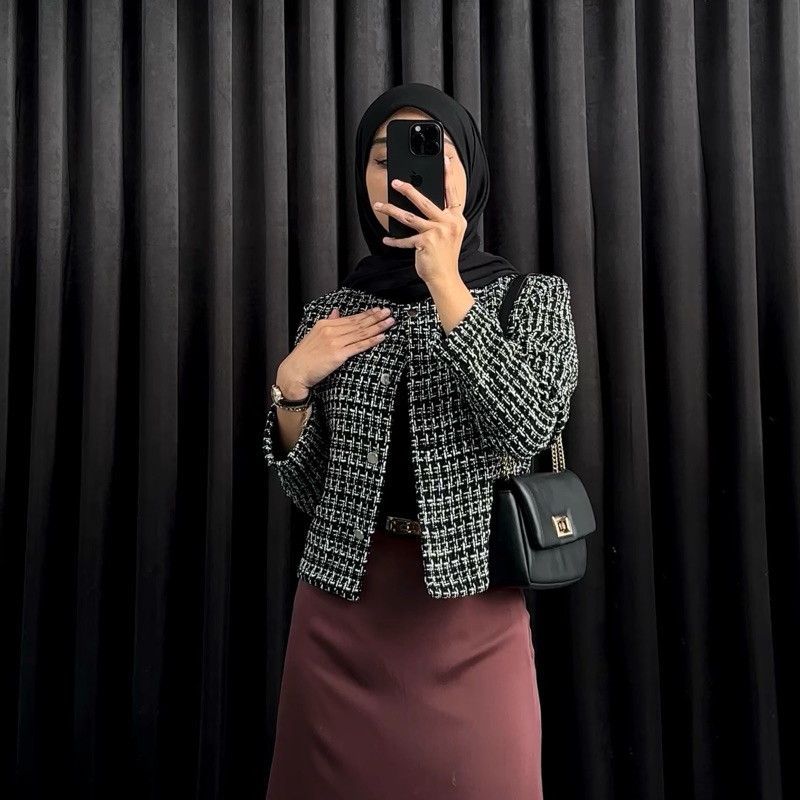 SIMVI - Anne Tweed Blazer | Shopee Malaysia