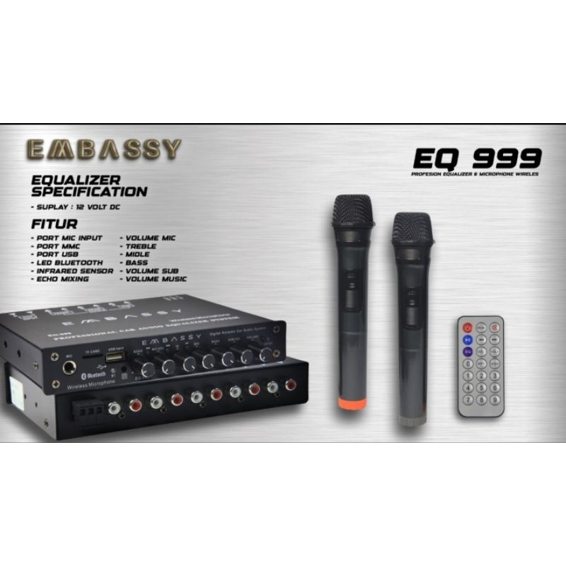 Parametric EQUALIZER PREAMP KARAOKE EMBASSY EQ999 BLUETOOTH Include