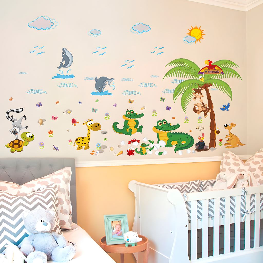 Transparent PVC wall stickers are self-adhesive with crocodile & animal ...