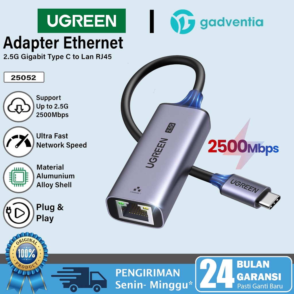 Biaze Adattatore Di Rete 2.5G USB 3.1 / Type-C A RJ45 - Doppia Porta Ethernet 2500Mbps In Alluminio - Compatibile Con MacBook, Windows, Linux, Android - 3