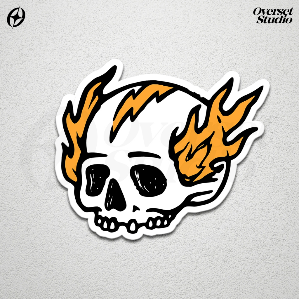 LOKAL Skull Fire Stickers / Aesthetic Skull Stickers / Glossy Vinyl ...