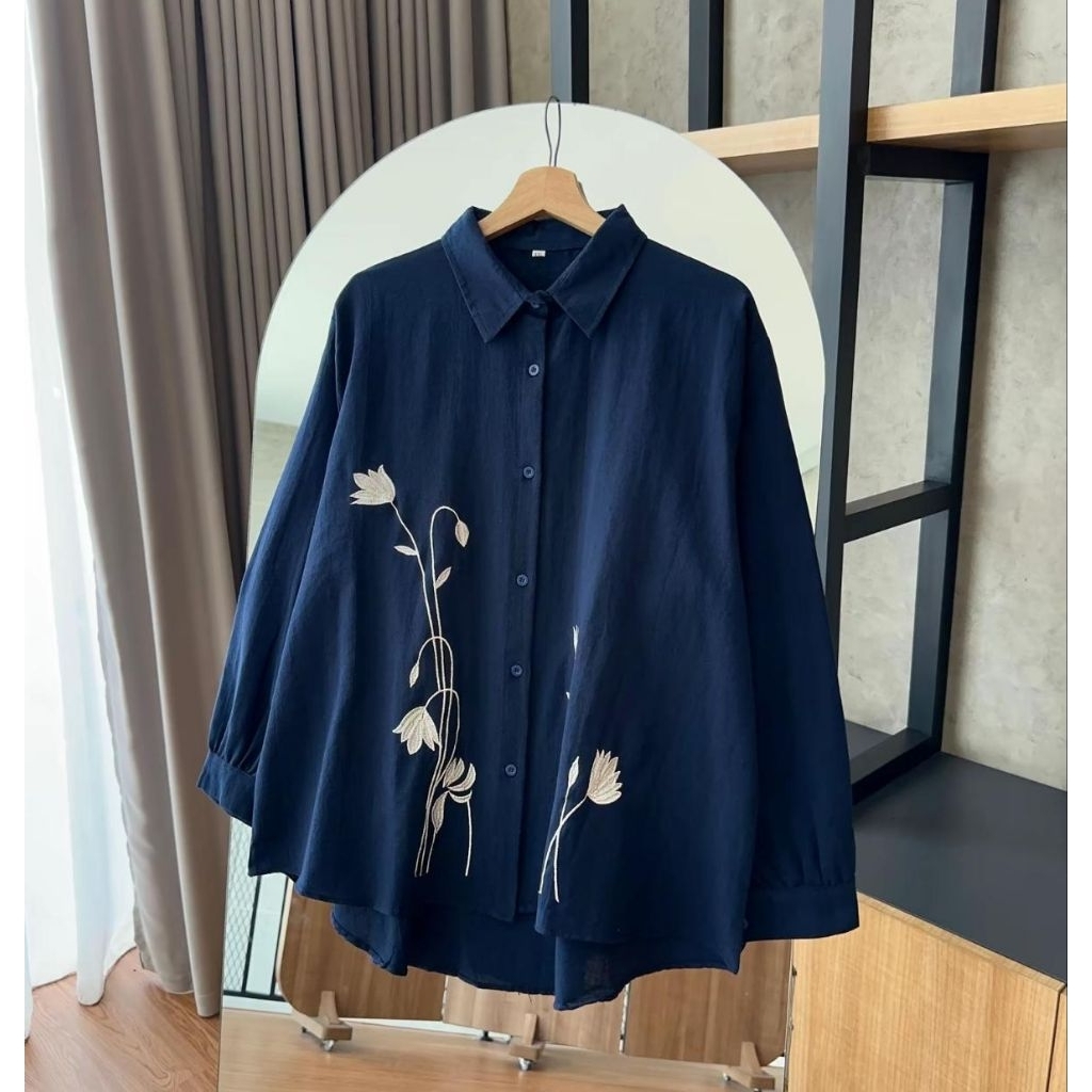MIKA BLOUSE EMBROIDERED LINEN HEMP | Shopee Malaysia