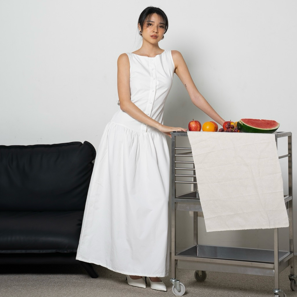 POPPY DRESS | ROOHA | Women's Long Dress Basic Drop Waist Dress Cotton ...