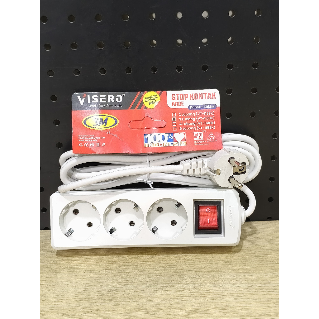 VISERO VT-113SK Grounded Socket 3 Holes SNI 3 Meter Cable Socket ...