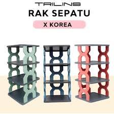 Korean Cross Shoe Rack BLACK BASE 4 Tiers TRILINS | Shopee Malaysia