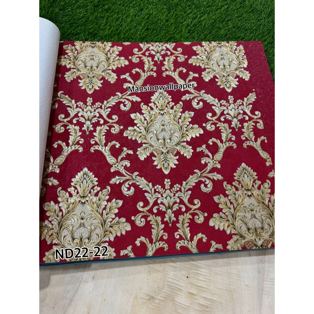 MERAH Classic Red Gold Embossed Luxury Wall Paper | Shopee Malaysia
