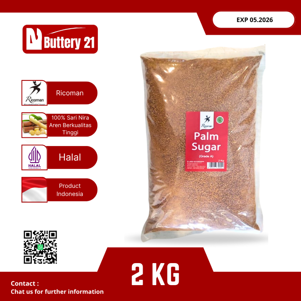 RICOMAN PALM SUGAR 2 KG/SUGAR NIRA ANTS SUGAR AREN SUGAR PREMIUM GRADE ...