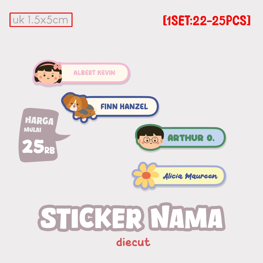 [1SET22-25PC] NAME STICKERS IN THE SHAPE OF [DIECUT] | Shopee Malaysia