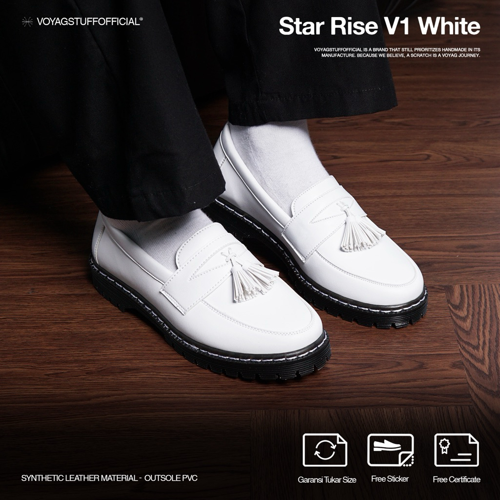Voyagegstuffofficial - Star Rise V1 Men's White Penny Loafersboi Shoes ...