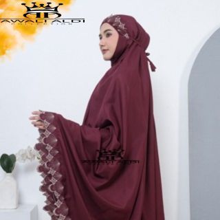 KATUN Adult Prayer Robe with Full Khadijah Flower Embroidery, Telekung ...
