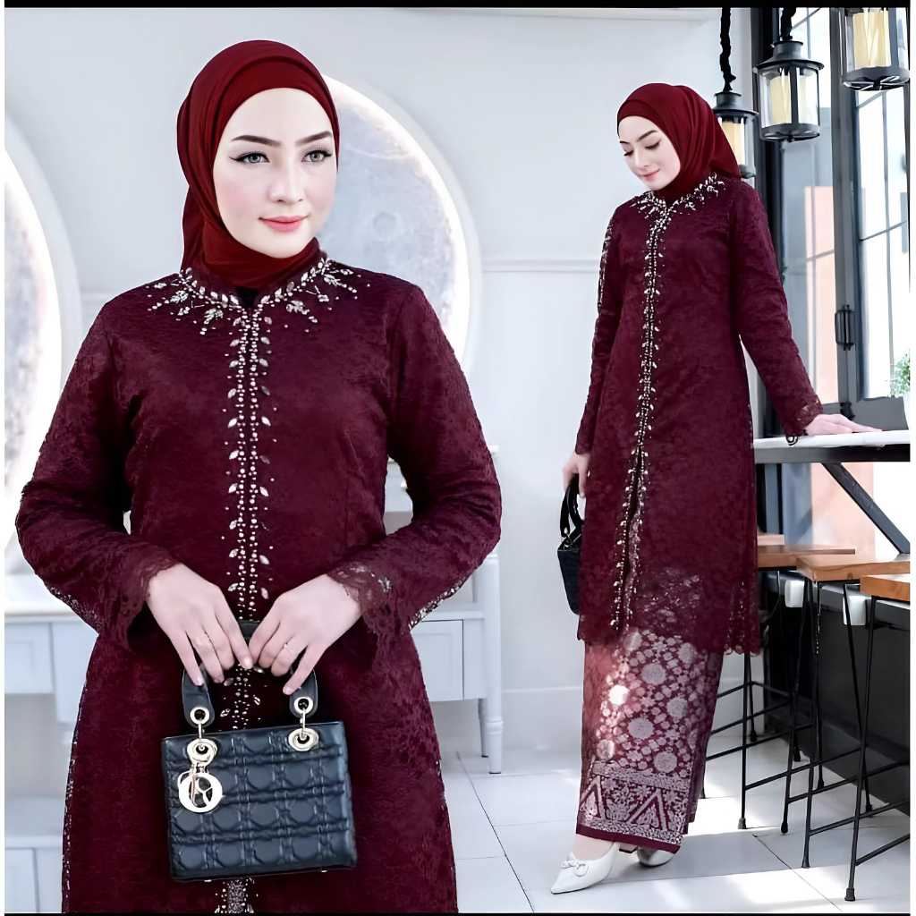 Dhei Store Kebaya Tunic Brocade Pearl Sequin Songket Wrap Skirt ...