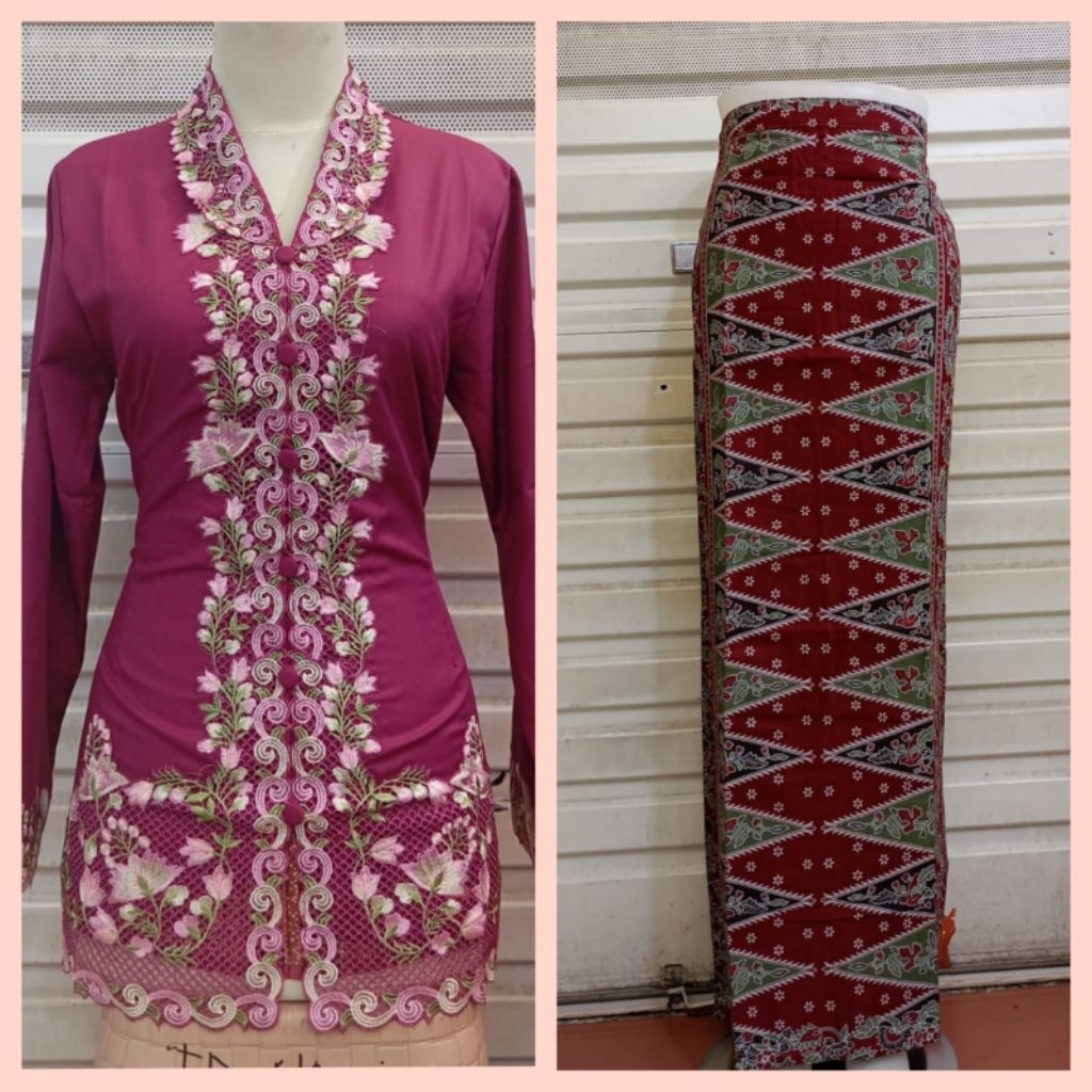KEBAYA ENCIM WITH PANCARWARNA EMBROIDERY KEBAYA ENCIM/ OFFICE KEBAYA ...