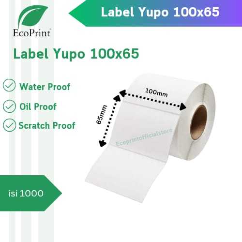 ECOPRINT YUPO BARCODE sticker 100X65 contains 1000 tear-resistant ...