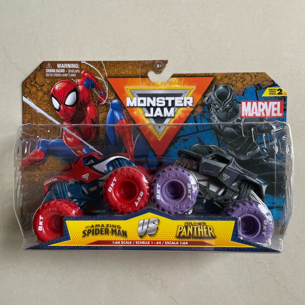 Monster Jam The Amazing SpiderMan vs Black Panther Avengers Marvel